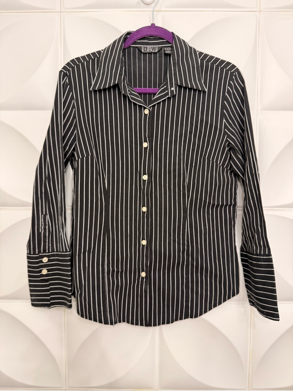 B.A.W. Black & White Stripe Button-Up Blouse